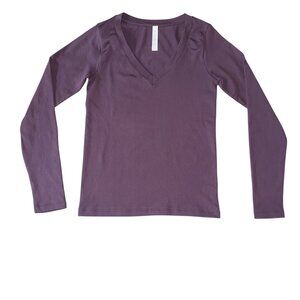 Athleta Renew V-Neck Long Sleeve Shirt Purple Womens Size Small